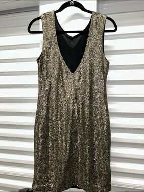 Fate Gold Sequin Mini Sheath Dress